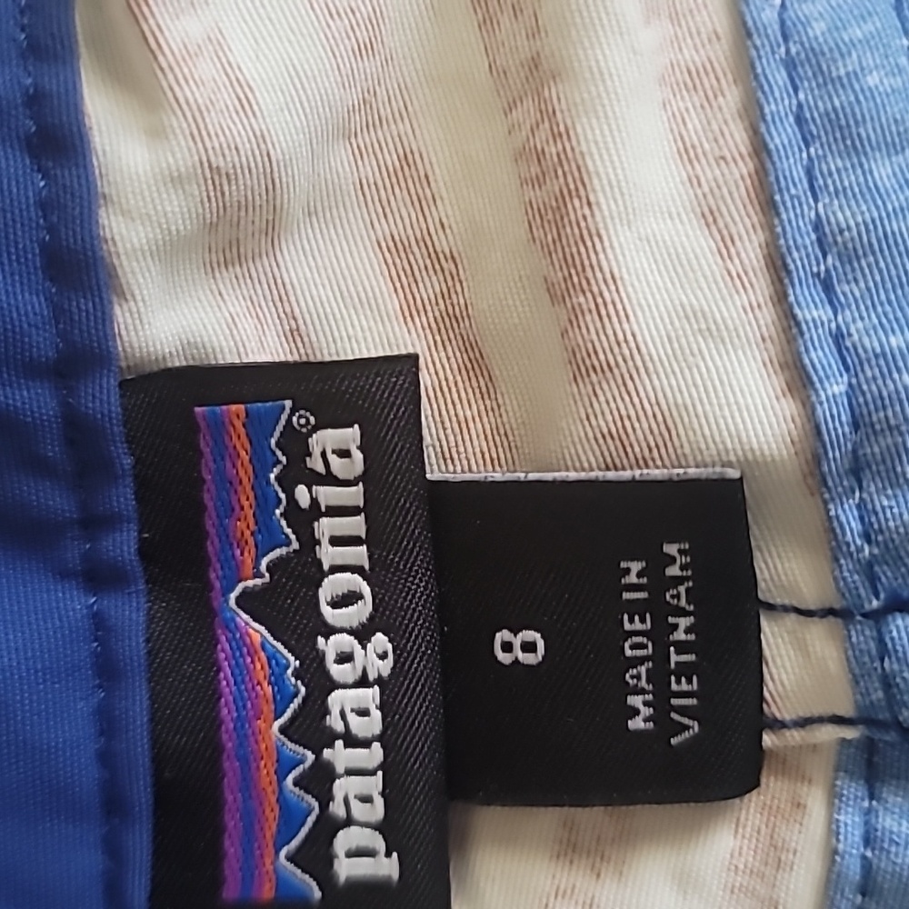 Women's Patagonia Wave Maker Board Surfing short Pink & Blue Stripe SZ 8 - Picture 7 of 15